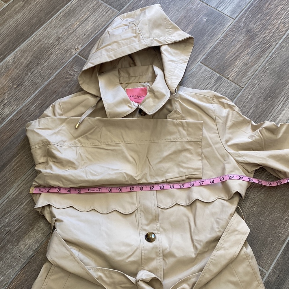 Kate Spade Scalloped Belted Hood Trench Coat - Picture 12 of 16